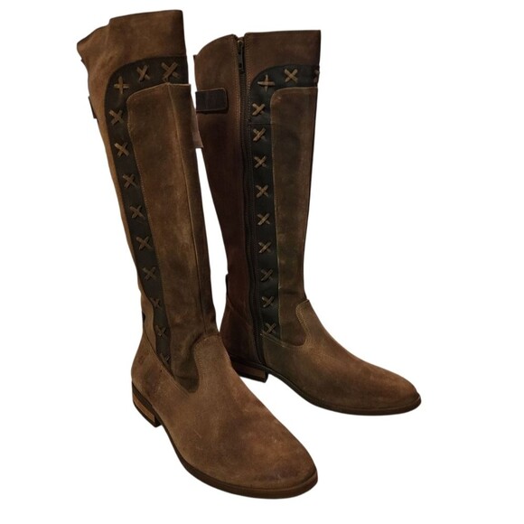 Born Boots Women Sz 11M Albi Brown Suede Leather Tall Riding Equestrian Western - Picture 1 of 15